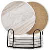6Pcs Drink Coasters with Holder, Marble Style Ceramic Drink Coaster,