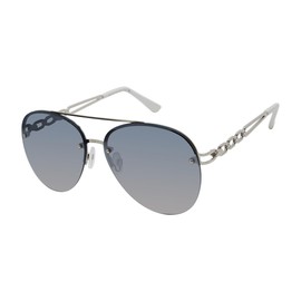 Rocawear R3408 Semi-Rimless Metal UV400 Protective Aviator Pilot Sunglasses. Gifts for Women with Flair, 62 mm, Silver & White