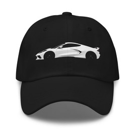 JG Infinite 2025 Corvette C8 Dad Hat – Mid-Engine V8 Sports Car Cotton Twill Cap with Adjustable Strap Black
