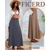 Ficerd 3 Pack Women's Maxi Long Skirts with Pockets, A