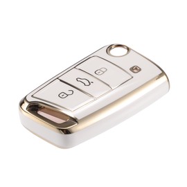 X AUTOHAUX Remote Key Fob Case for Volkswagen Golf 7 Polo, White 3 Buttons
