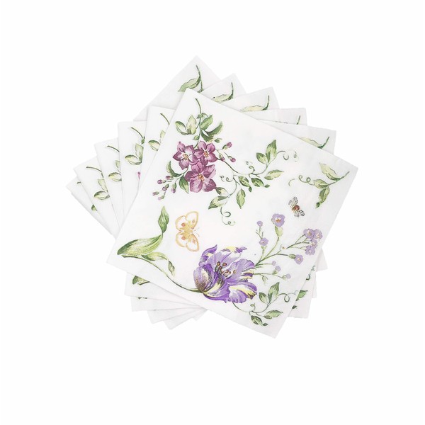 WallyE Decoupage Napkins, Flower and Butterfly Luncheon Napkins for Bridal Shower Tea Party or Wedding,80 Pack