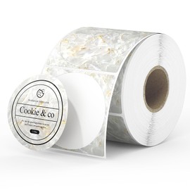 MUNBYN 2 Inch Round Shell Texture Thermal Labels, Waterproof Circle Stickers for Small Business, 500 Labels/Roll (White)