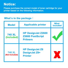 LCL 745 Photo Black 300-ML High Yield Ink Cartridge Replacement for HP 745 XL F9J98A F9K04A for HP DesignJet Z2600 Z5600 Postscript Pritners (1-Pack)