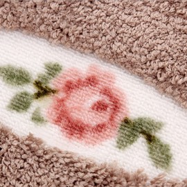 UKELER Luxurious Soft Floral Non-Slip Toilet Contour Rug, Contour Bath Rug, Soft Shaggy U-Shaped Toilet Floor Mat for Bathroom 20-By-20 Inch, Mocha