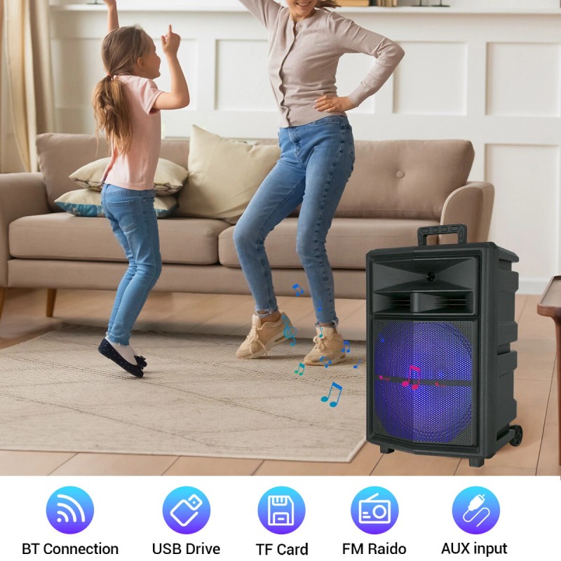 Universal 10000W Portable Bluetooth PA Speaker 15'' Subwoofer with Wired