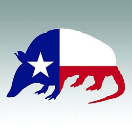 RDW Armadillo Shaped Texas Flag - Color Sticker - Decal - Die Cut - Size: 1.25" x 0.79"