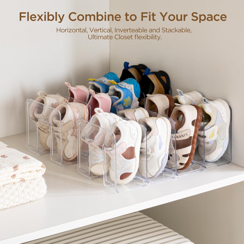 HBlife Clear Acrylic Kids Shoe Rack for Closet Organizers and
