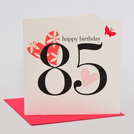 Claire Giles Hearts and Stars Happy 85th Birthday Card - Pink