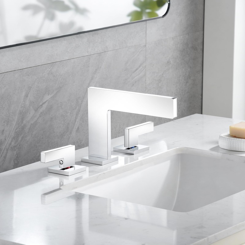 Sumerain 8 Inch Widespread Waterfall Bathroom Sink Faucet, 2 Lever