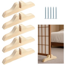 OMISTAR 5 Pcs Folding Room Divider Stands, Wooden Privacy Screen Holders, Office Partition Support Bases with Slots, Includes Nails for Easy Assembly, Ideal for Home, Office