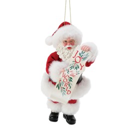 Department 56 Possible Dreams Santa Joy to The World Banner Hanging Ornament, 6 Inch, Multicolor