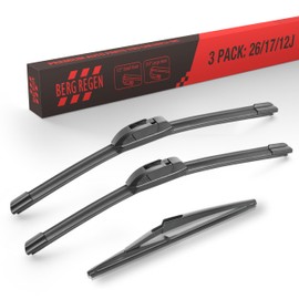 BERG REGEN 3 Wipers Windshield Wiper Blades, Replacement for Nissan Rogue 2023-2015 Pathfinder 2021-2013 Premium All-Season Automotive Original Equipment Wiper Blades Set - 26"/17"/12" (Set of 3)