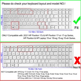 WSLUCKO Silicone Keyboard Cover Skin for 15.6 HP Pavilion & HP Laptop 15-eg 15t-eg 15-eh 15-er Model Series, HP Laptop 17 17-cn 17-cp 17z-cp Model Series,Peony