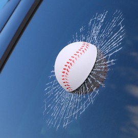 COGEEK Broken Glass 3D Sticker Car Window Ball Hits Self Adhesive Funny Car Stickers (Baseball)