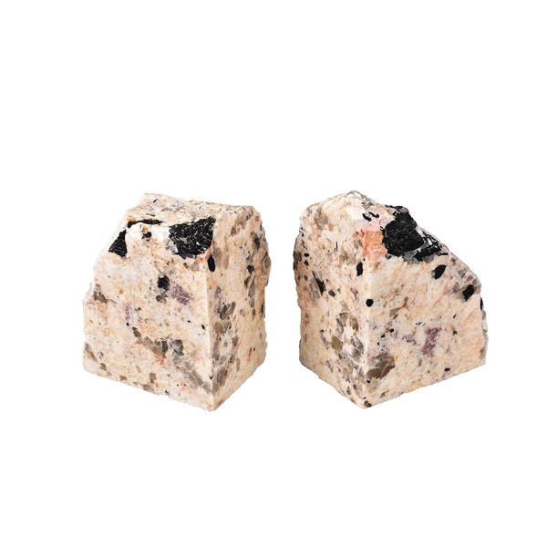 AMOYSTONE Heavy Duty Black Tourmaline Bookends for Bookshelves, Decorative Rock
