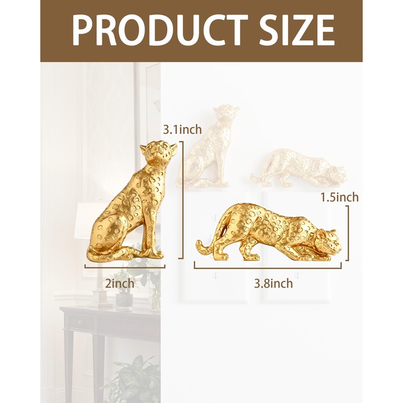 2 Pack 3D Resin Gold Cheetah Light Switch Wall Decor
