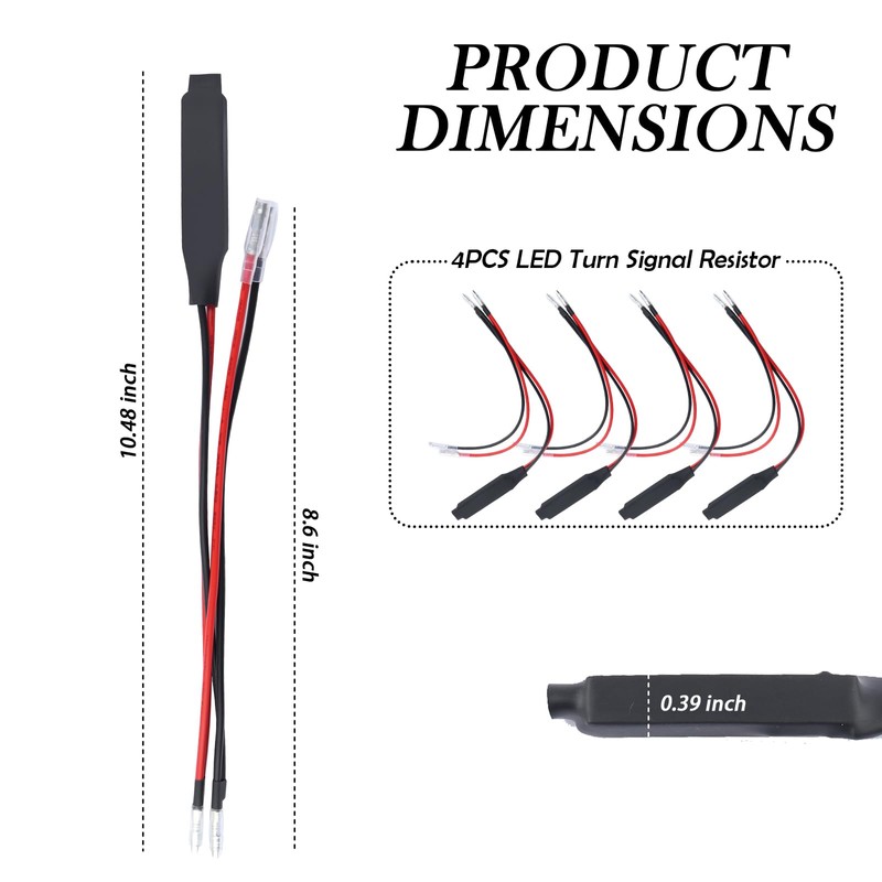 Figpade 4PCS Motorcycle Load Resistors LED Turn Signal,LED Resistor Turn