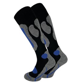 Cotton Prime Ski Socks for Men and Women (2 Pairs) - Warm Ski Socks, Thermal Winter Socks with Padding, Knee Socks, Ski Socks for Winter, Snowboarding, 2 Pairs Black/Blue