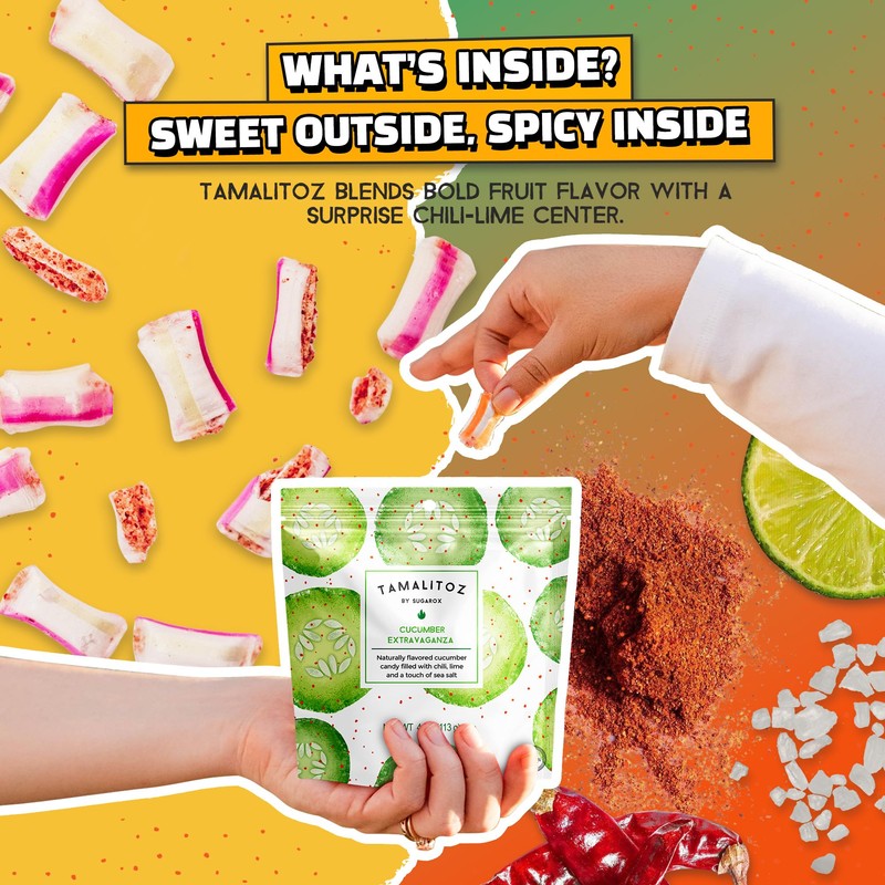 Tamalitoz Cucumber Extravaganza – Spicy Cucumber Mexican Hard Candy Filled