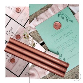 KEALS Pack of 10 Wax Sticks with Glue Gun, Vintage Seal Stamp for Invitations Wedding Birthday Gift Cards Letters (Copper Peach)