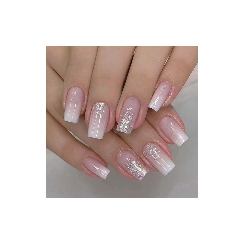 Virellay 24Pcs Falsche Nägel Zum Aufkleben - Kurz Gradient Press