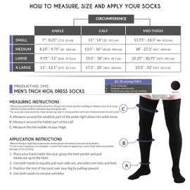 Truform Compression Socks, 20-30 mmHg, Men's Dress Socks, Thigh High Over Knee Length, Black, X-Large