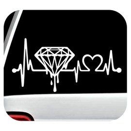 Dripping Diamond Decal Heartbeat Lifeline Sticker 8.0 Inch