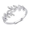 Sterling Silver Rings for Women, 925 Silver Open Adjustable Leaf