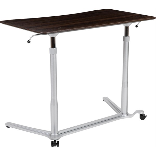 Flash Furniture Merritt Sit-Down, Stand-Up Dark Wood Grain Computer Ergonomic