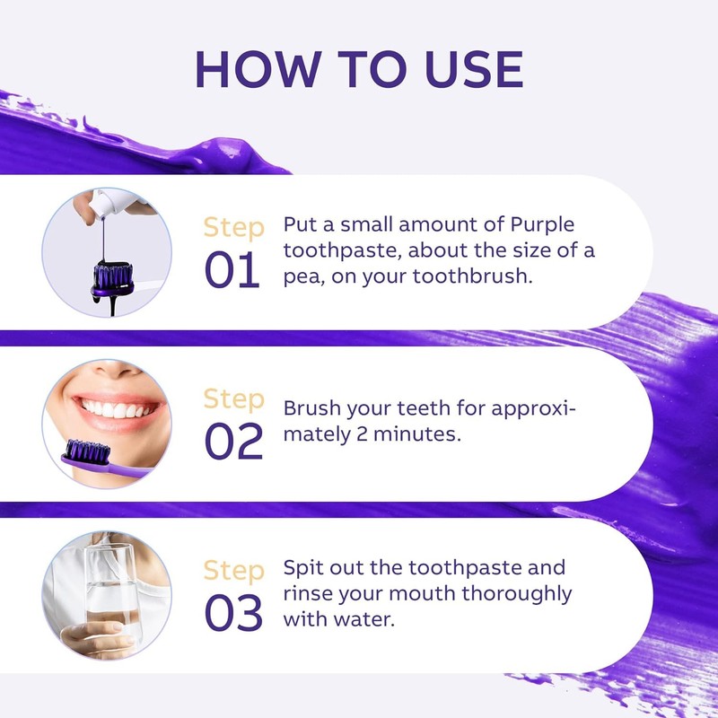 Purple Toothpaste for Teeth Whitening, Purple Teeth Whitening Toothpaste, Purple