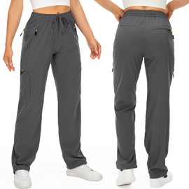 Women's Hiking Pants Quick Dry UPF 50 Travel Golf Pants Lightweight Camping Work Cargo Pants Zipper Pockets,6608,Dark Grey,M