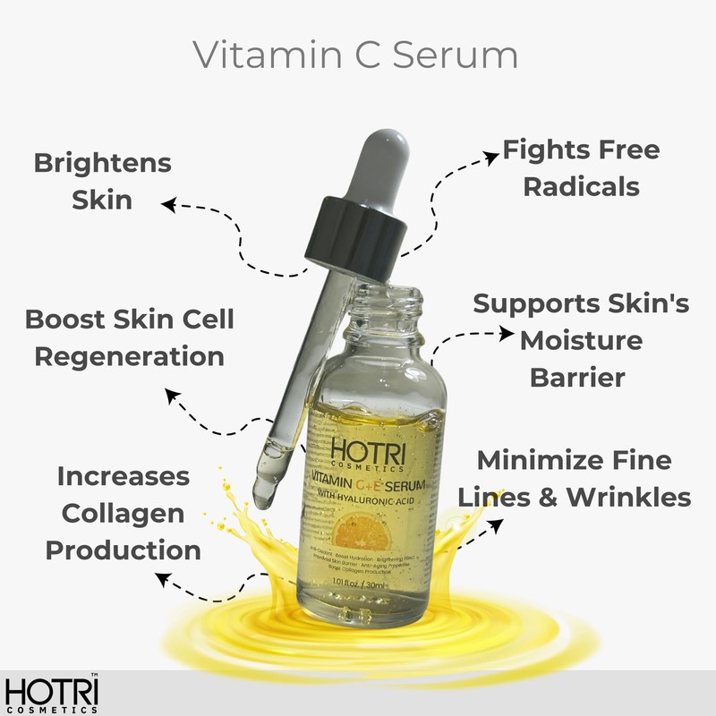 HOTRI COSMETICS Vitamin C+E Serum with Hyaluronic Acid, Anti-Aging Face