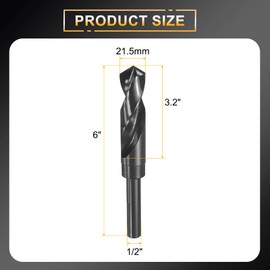 HARFINGTON 21.5mm Drill Bit 1/2" Reduced Shank 3-Flat 4341 High Speed Steel 118 Degree Split Point for Plastic Wood Copper Aluminum Iron Medium Soft Metal