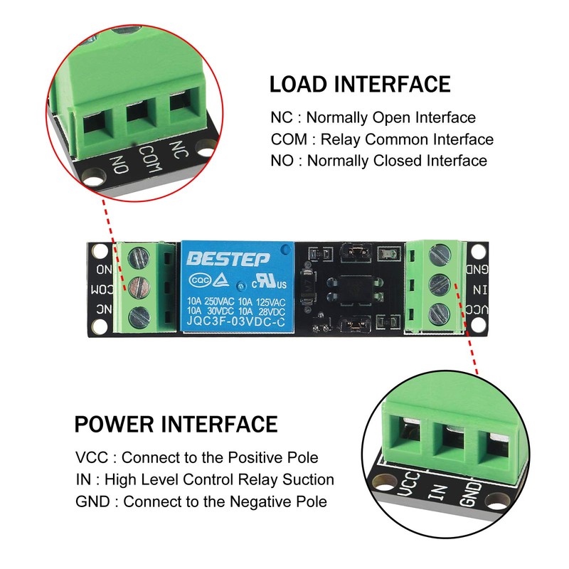 AITRIP 8 Pack 3V 1 Channel Relay Power Switch Module
