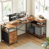 Huuger L-Shaped Desk - Power Outlets, 3 Drawers, 55" Office