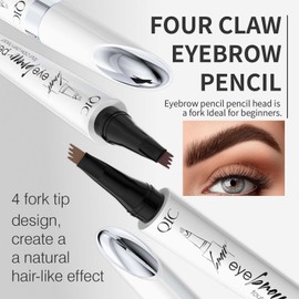 Magic Eyebrow Pencil - Upgraded 3D Microblading Eyebrow Pen - Waterproof Eyebrow Pencil 4 Tip Contouring Pen - Natural Fine Stroke Long Lasting Eyebrow Pen (Dark Brown)