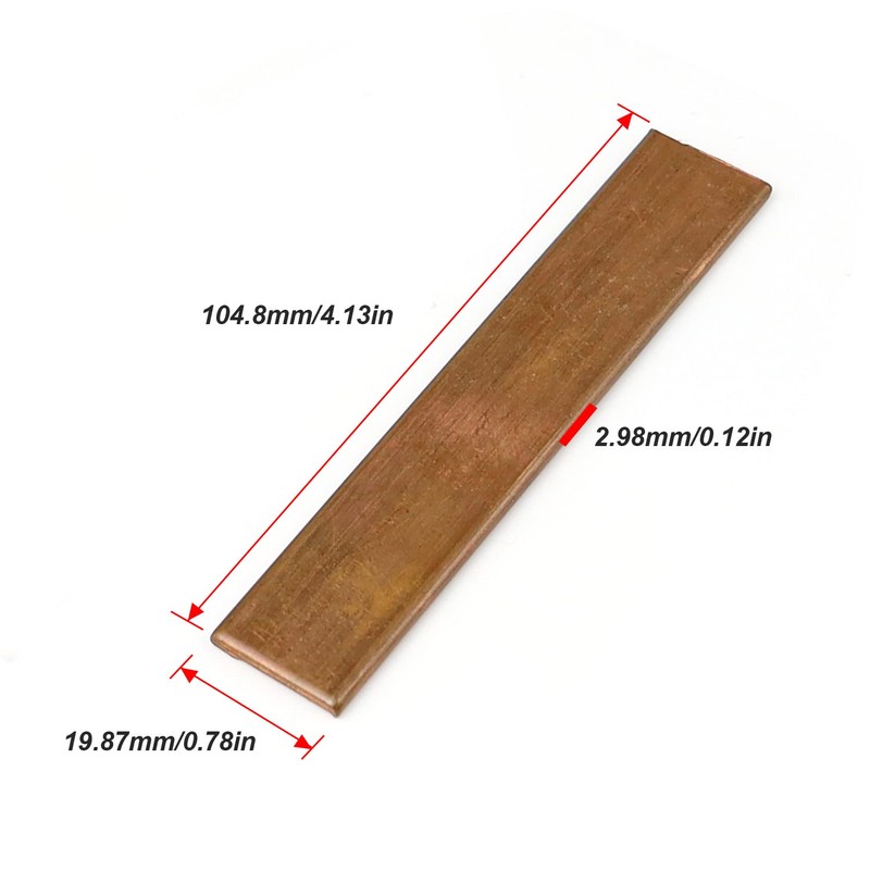 Flat Copper Rails, GEBAUM 105 x 20 x 3 mm