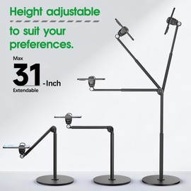 Overhead Phone Stand for Desk, Heavy Duty Aluminum Overhead Phone Tripod with Flexible Long Arm, 360° Rotating Phone Holder for Filming Overhead, Drawing, Cooking – Perfect for Creators(Clip)
