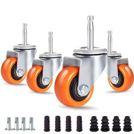 Enyke 2 Inch Long Stem Casters 600 LBS with 5/16" x 1-1/2" (8 x 38mm) Stem, Shop Vac Repalcement Casters Set of 4, 360 Degree Swivel Castor Wheels with Double Ball Bearing, Orange