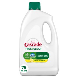 Cascade Cascade Free & Clear Dishwasher Detergent Liquid Gel, Dish Detergent, Dishwasher Soap, Lemon, 75oz