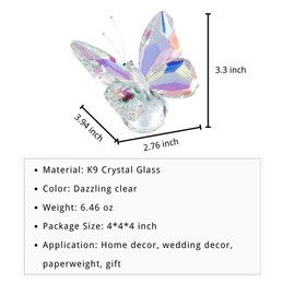 Crystal Butterfly Figurine Faceted Glass Butterfly Statue Paperweight Gift for Her Cute Animal Collectible Ornament Home Decor