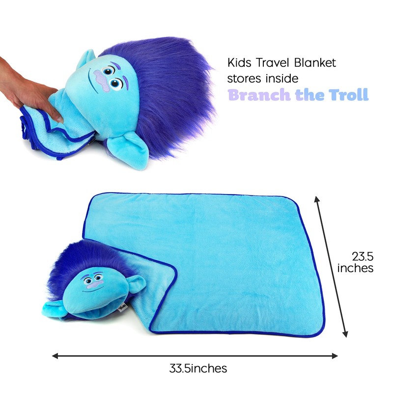 Trolls Armrest Buddy Stuffed Plush Travelling Toy With Blanket 13”