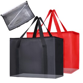 Bodaon Insulated Food Delivery Bag with Hard Bottom, X-Large Insulated Reusable Grocery Bags with Top, Cooler Bags for Travel, Catering Shopping Bag for Groceries, Thermal for Cold and Hot