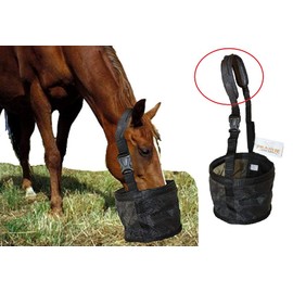 Feed Bag for Horses with Comfort Neck Pad, Heavy Duty Durable Canvas Grain Feedbag, Small Medium or Large (Horse)