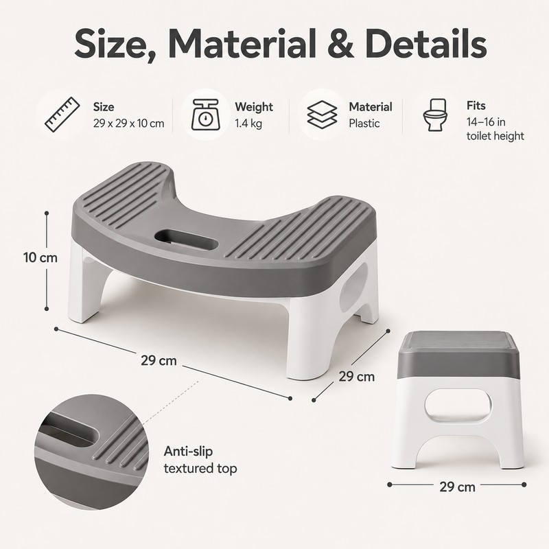 Toilet Foot Stool for Bathroom Posture – Anti-Slip Squatting Aid