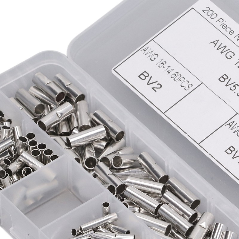 200Pcs Wire Ferrule Copper Male Female Crimp Terminal Connector for