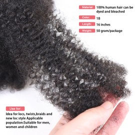Afro Kinkys Bulk 100% Human Hair 50g/Bundle Colored Afro Kinky Curly For Crochect Lock Dreadlock Braids Hair Extensions (20 Inch)