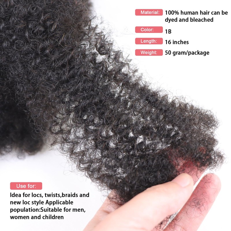 Afro Kinkys Bulk 100% Human Hair 50g/Bundle Colored Afro Kinky