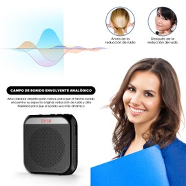 DOTOTO Amplificador de Voz portátil, Mini Amplificador de Voz Recargable Portátil,con Cable, Auriculares y Pretina (Negro)
